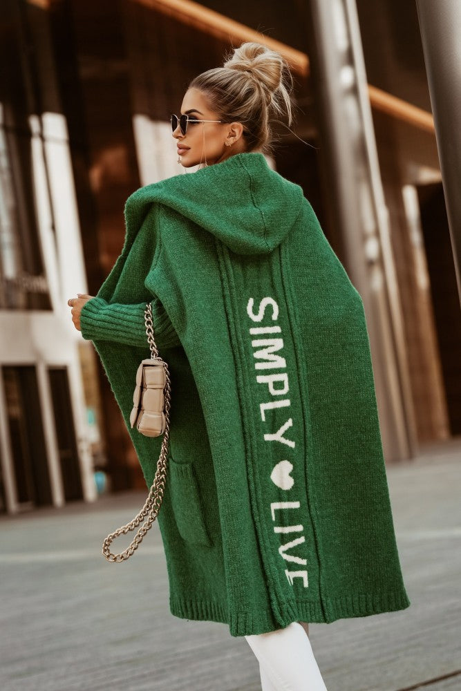 Damen Langarm-Strickmantel mit praktischen Taschen und offener Front Echoarchiv