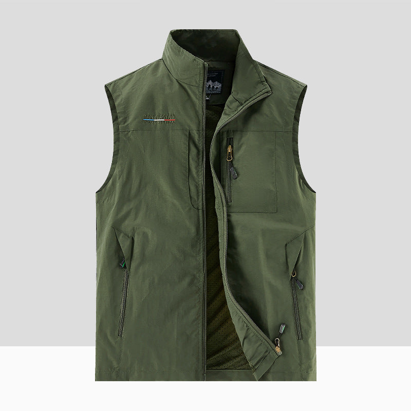 Herren Technische Outdoor-Weste mit atmungsaktivem Mesh-Futter, Reißverschlusstaschen & Stehkragen Echo Archiv