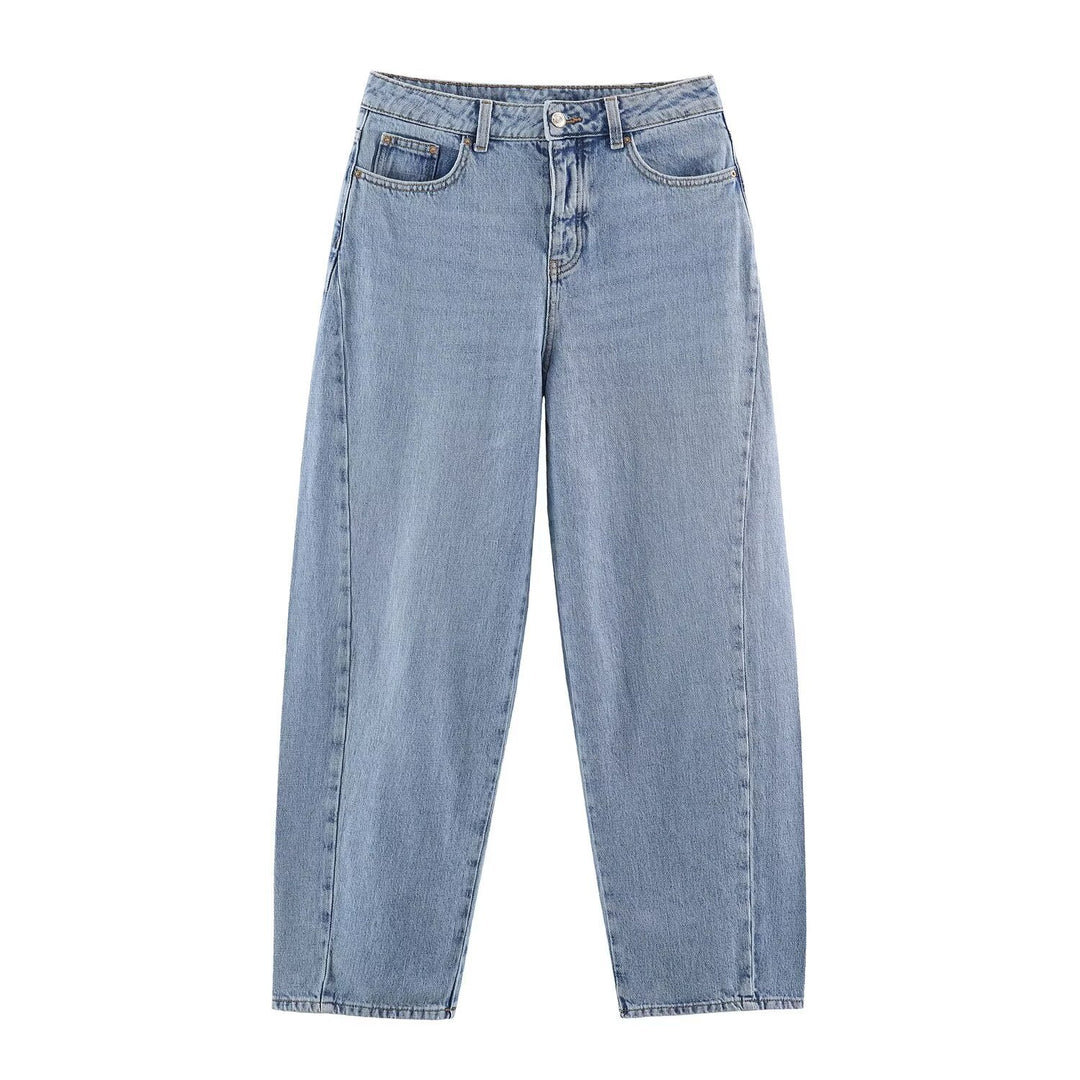 Damen Hochtaillierte weite Jeans mit geradem Bein und Cropped-Länge Echoarchiv