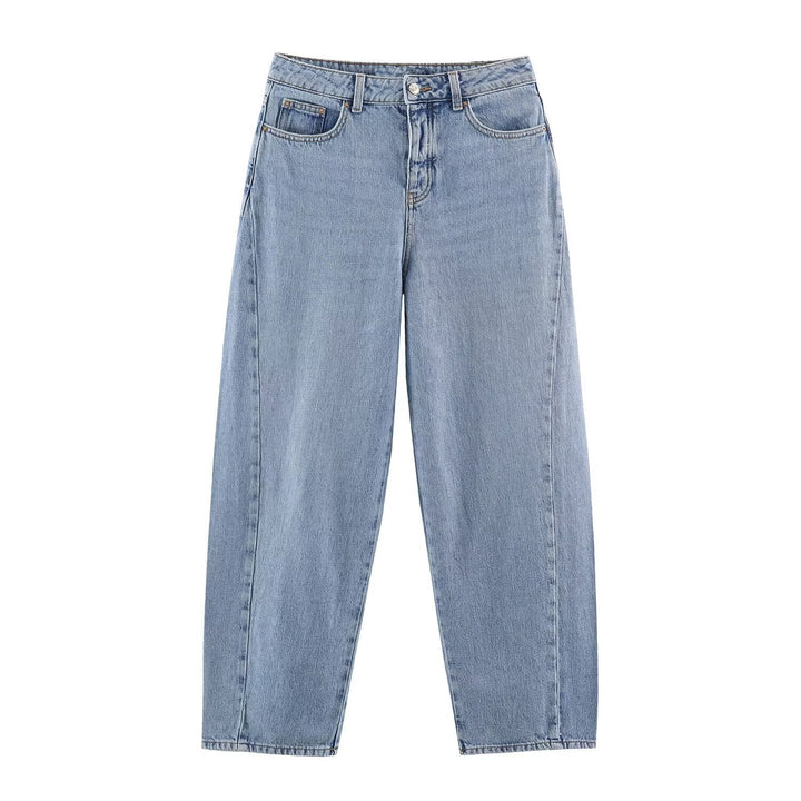 Damen Hochtaillierte weite Jeans mit geradem Bein und Cropped-Länge Echoarchiv