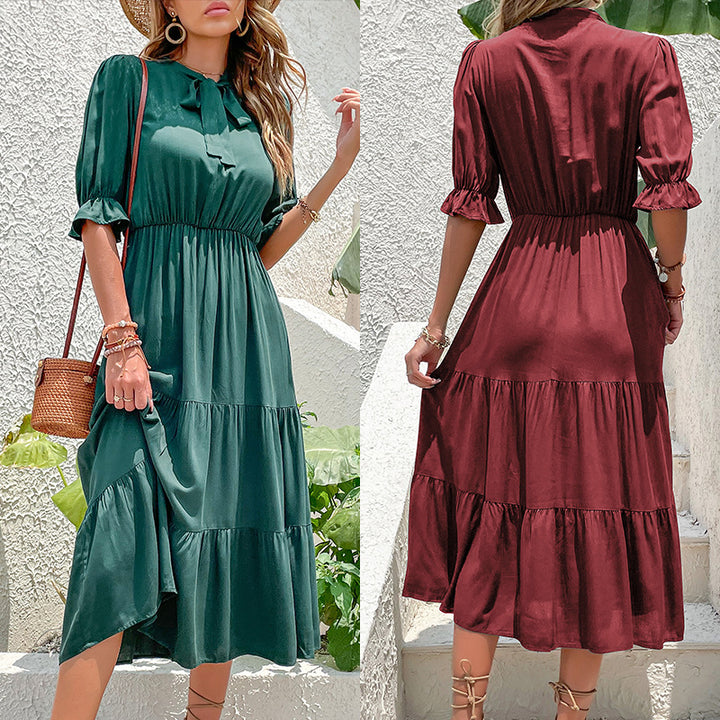 Damen Midi-Kleid mit Rüschendetails und Bindegürtel Echo Archiv