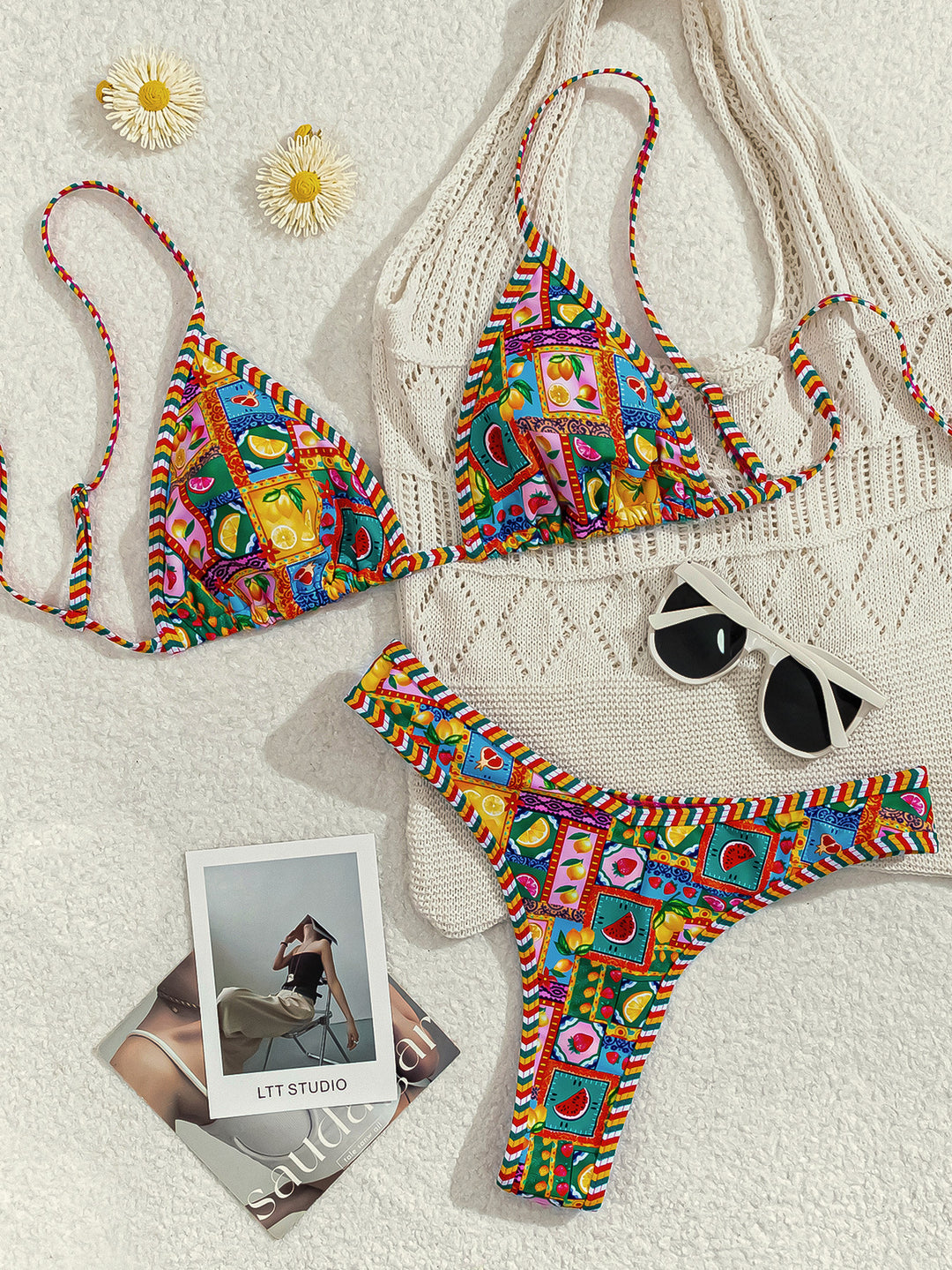 Damen Triangel-Bikini mit verstellbaren Bändern und elegantem Detail Echo Archiv