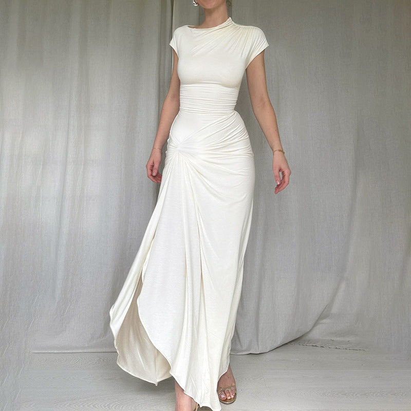 Damen Elegantes Langarm-Maxikleid mit hohem Schlitz Echo Archiv