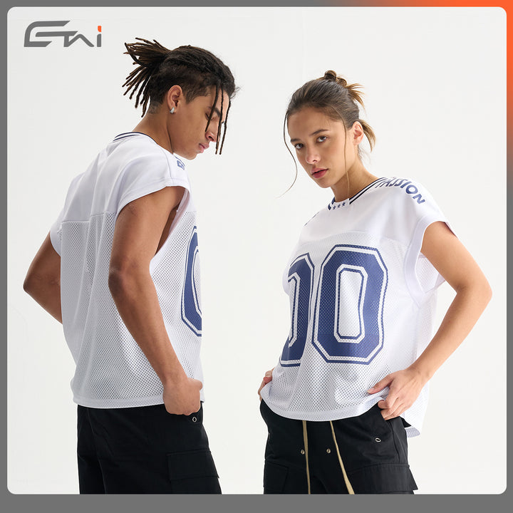 Unisex Atmungsaktives Mesh-Sporttop ohne Ärmel mit geripptem Polokragen Echo Archiv