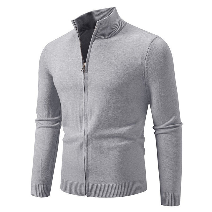 Herren nan schmal geschnittene Reißverschluss-Strickjacke mit geripptem Stehkragen und feinem Baumwollmix Echo Archiv