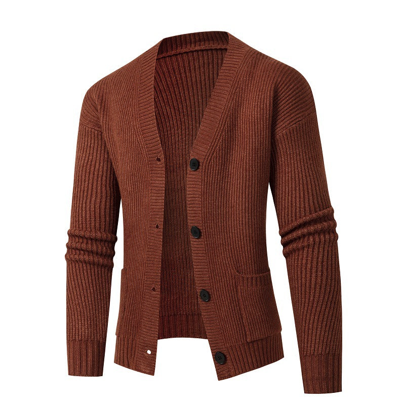 Herren modische Strickjacke mit feinem Rippstrickdesign Echoarchiv