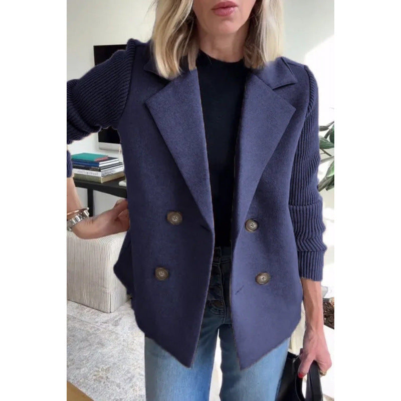 Damen Doppelreihige Blazer-Weste mit breitem Revers und gerippten Strickärmeln Echo Archiv