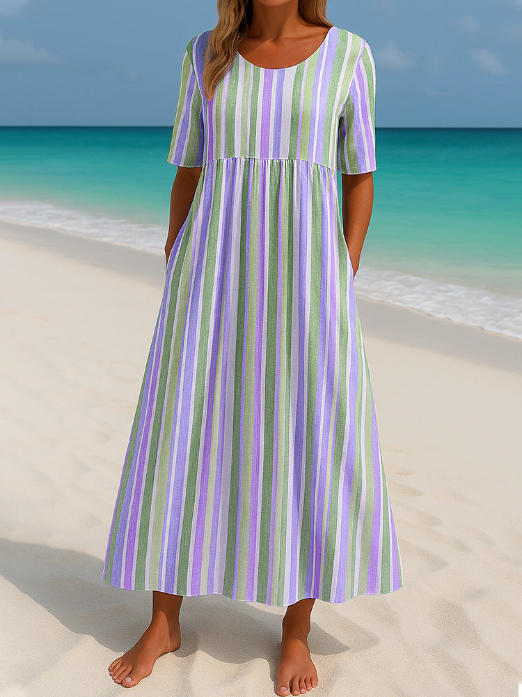 Damen lässiges Maxikleid mit hellen Streifen Echo Archiv