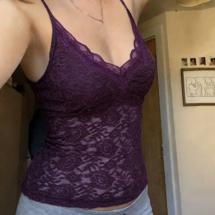 Damen Spitzen-Cami-Top mit verstellbaren Trägern und V-Ausschnitt Echo Archiv