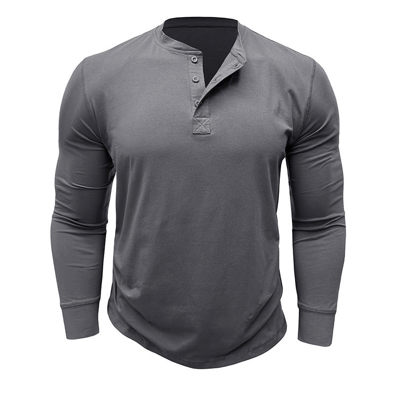 Herren Langarm Henley-Shirt mit stylishen Knöpfen und hochwertiger Baumwollmischung Echoarchiv