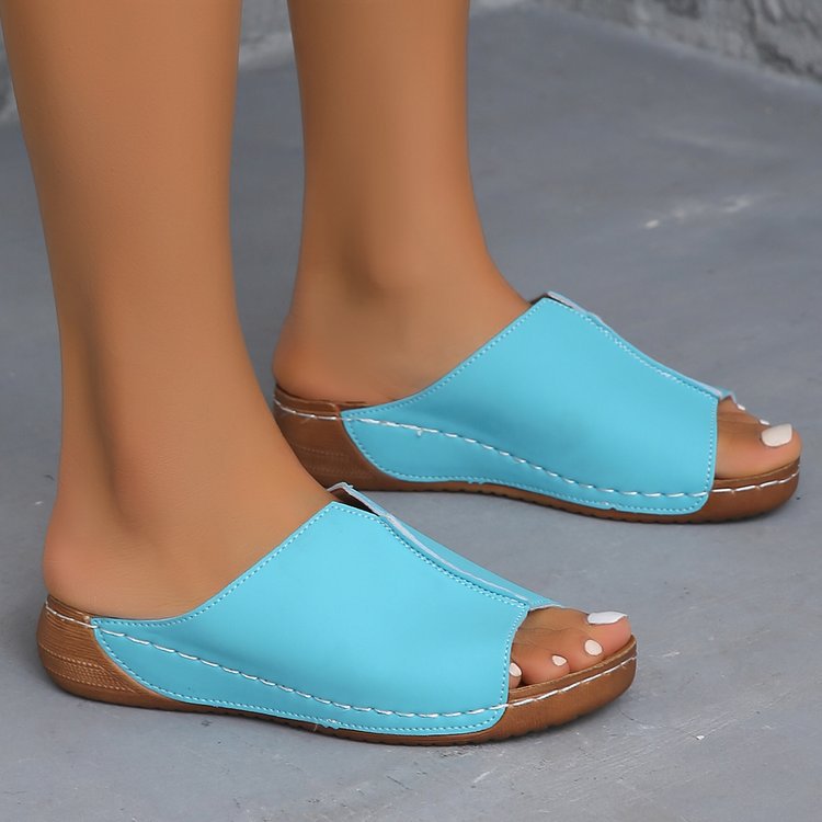 Damen Offene Komfort‑Mules mit gepolstertem Fußbett und Korkoptik‑Plateau – Lioré