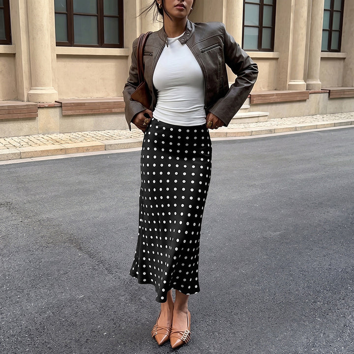 Damen Elegante Maxirock mit Punkten Echo Archiv