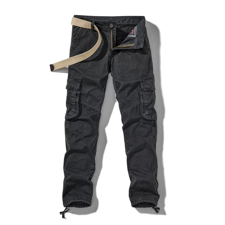 Herren Slim-Fit Cargohose mit verstärkten Kniepartien, Tunnelzugsäumen und Multifachtaschen – Bravaro