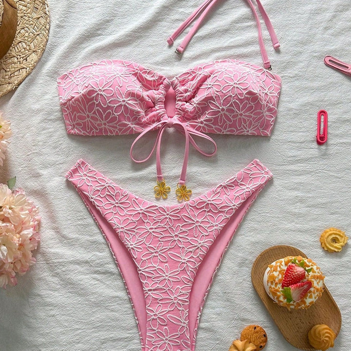 Damen Bandeau-Bikini mit floralen Applikationen Echo Archiv