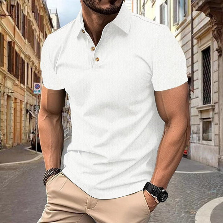 Herren Polohemd mit strukturiertem Design und eleganten Knopfdetails Echoarchiv