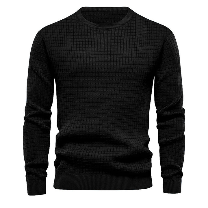 Herren hochwertiger Strickpullover mit strukturiertem Design und klassischem Rundhalsausschnitt Echoarchiv