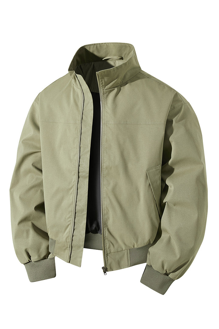 Herren kurz geschnittener Blouson mit Stehkragen und geripptem Saum – Taviero