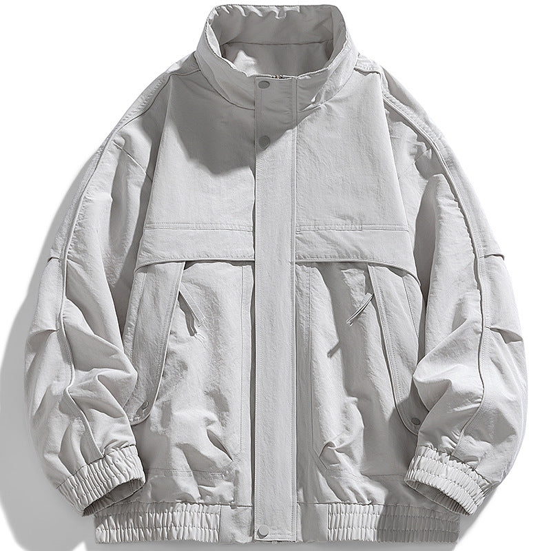 Herren oversized Utility-Jacke mit verdecktem Reißverschluss und elastischem Saum – Taviero