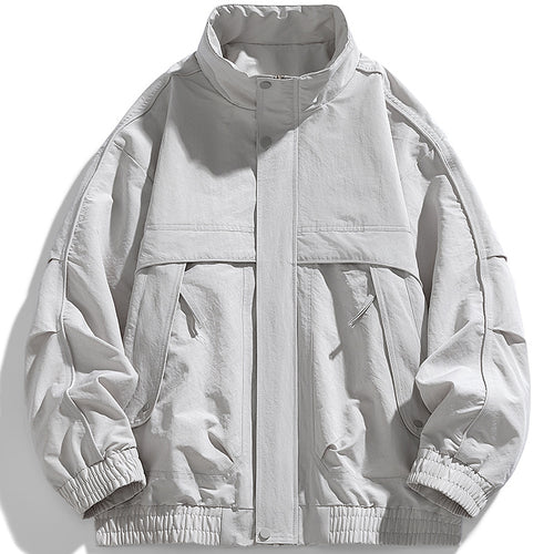 Herren oversized Utility-Jacke mit verdecktem Reißverschluss und elastischem Saum – Taviero