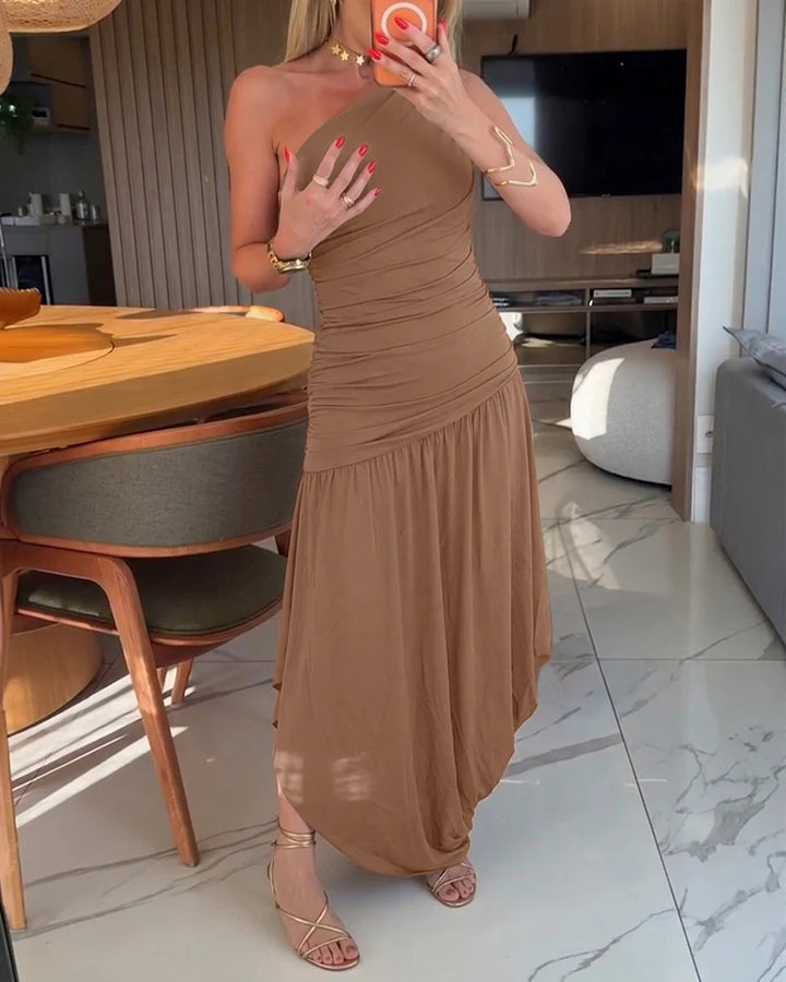Damen One-Shoulder Maxikleid mit raffiniertem Wickelschnitt Echo Archiv