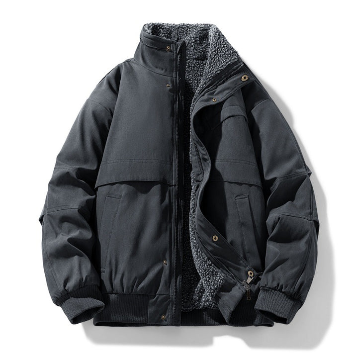 Herren gepolsterte Winterjacke mit Teddy-Futter, winddichte Außenschicht und vom Bomber inspirierten Schnitt – Marzano
