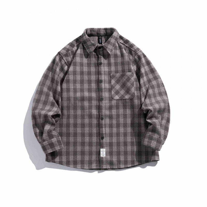 Unisex Kastenförmiges kariertes Overshirt aus weichem Flanell mit aufgesetzter Brusttasche Echo Archiv