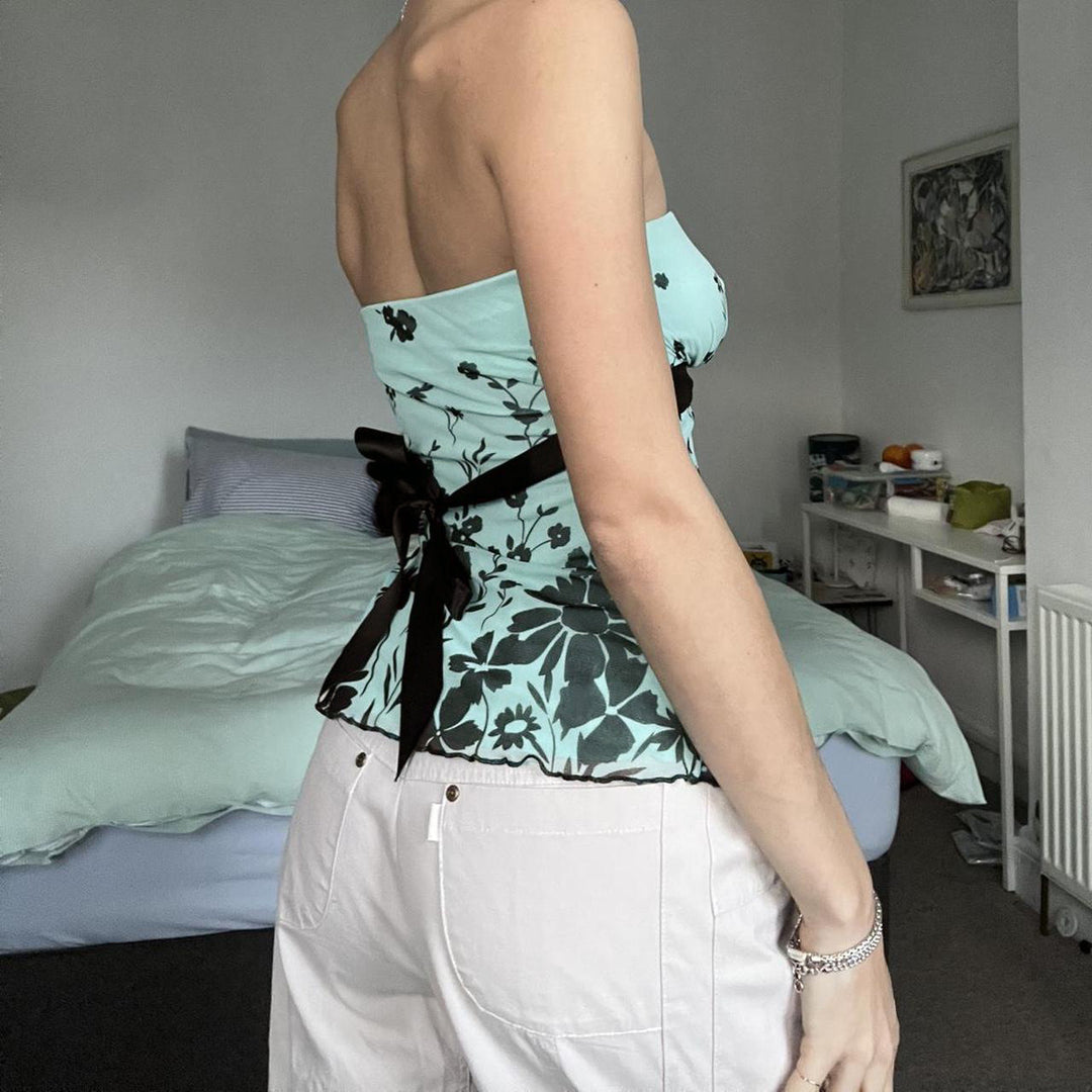 Damen Bandeau-Top mit floralem Druck und verstellbarem Gürtel Echo Archiv