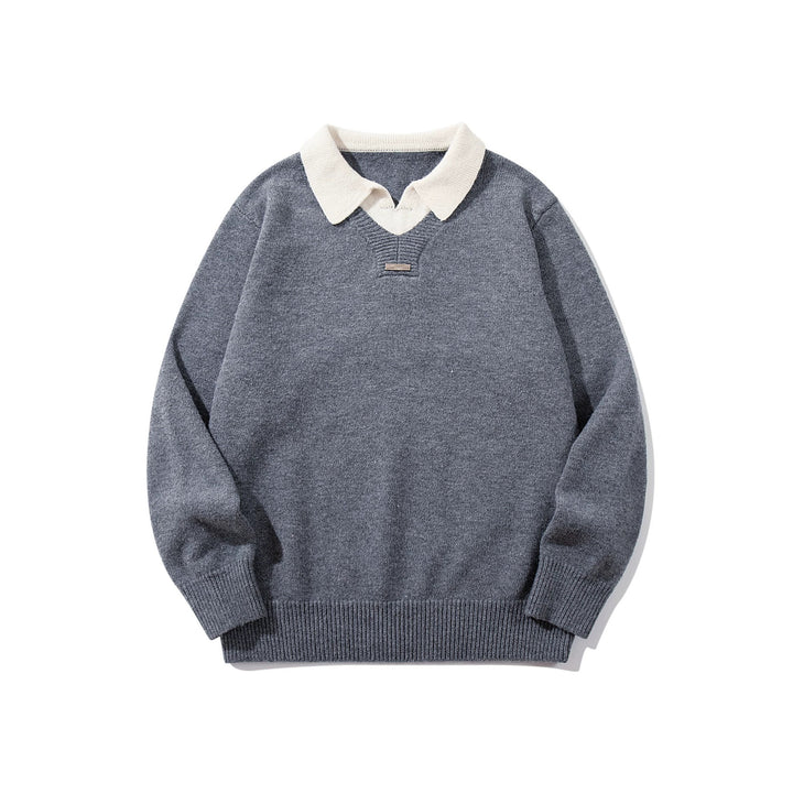 Herren Boxy-Strickpullover mit Polokragen und V‑Einsatz Echoarchiv