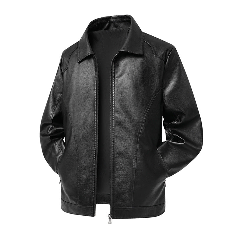 Herren Kunstleder-Übergangsjacke mit Hemdkragen, verdecktem Reißverschluss & Eingrifftaschen Echoarchiv