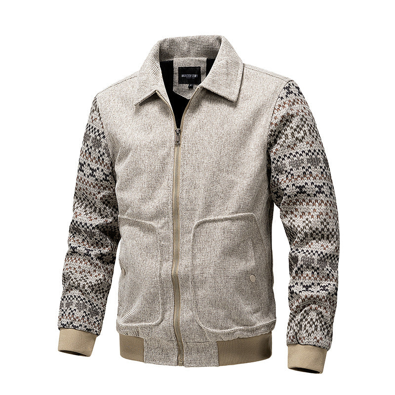 Herren Strick-Blousonjacke mit Reißverschluss, geripptem Saum & Norwegerärmeln Echoarchiv