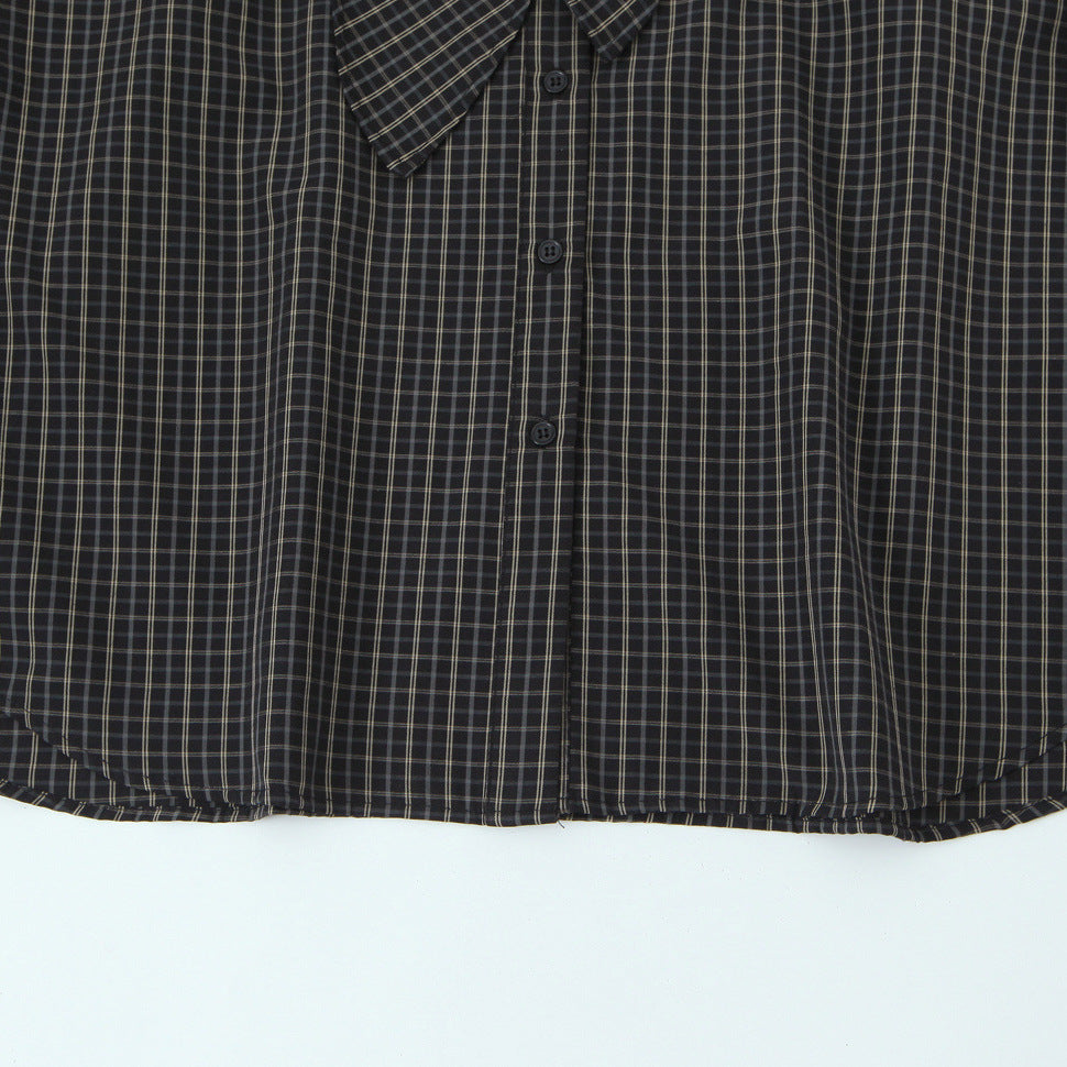 Damen Kariertes Blusenshirt mit Schluppe und weiter Passform Echo Archiv
