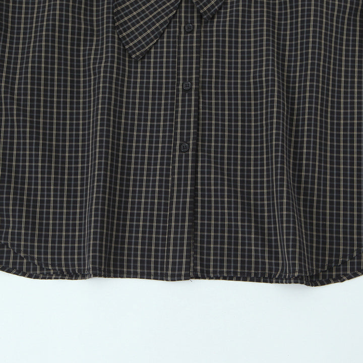 Damen Kariertes Blusenshirt mit Schluppe und weiter Passform Echo Archiv