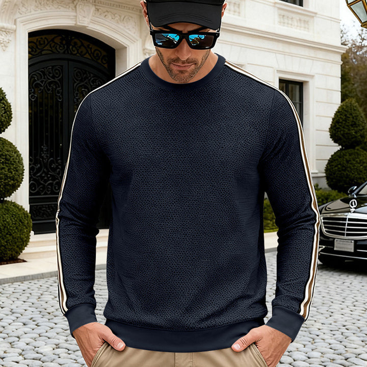 Herren nan strukturiertes Sweatshirt mit feiner Waffelstruktur, kontrastierenden Seitenstreifen an den Ärmeln und körpernaher Passform Echo Archiv