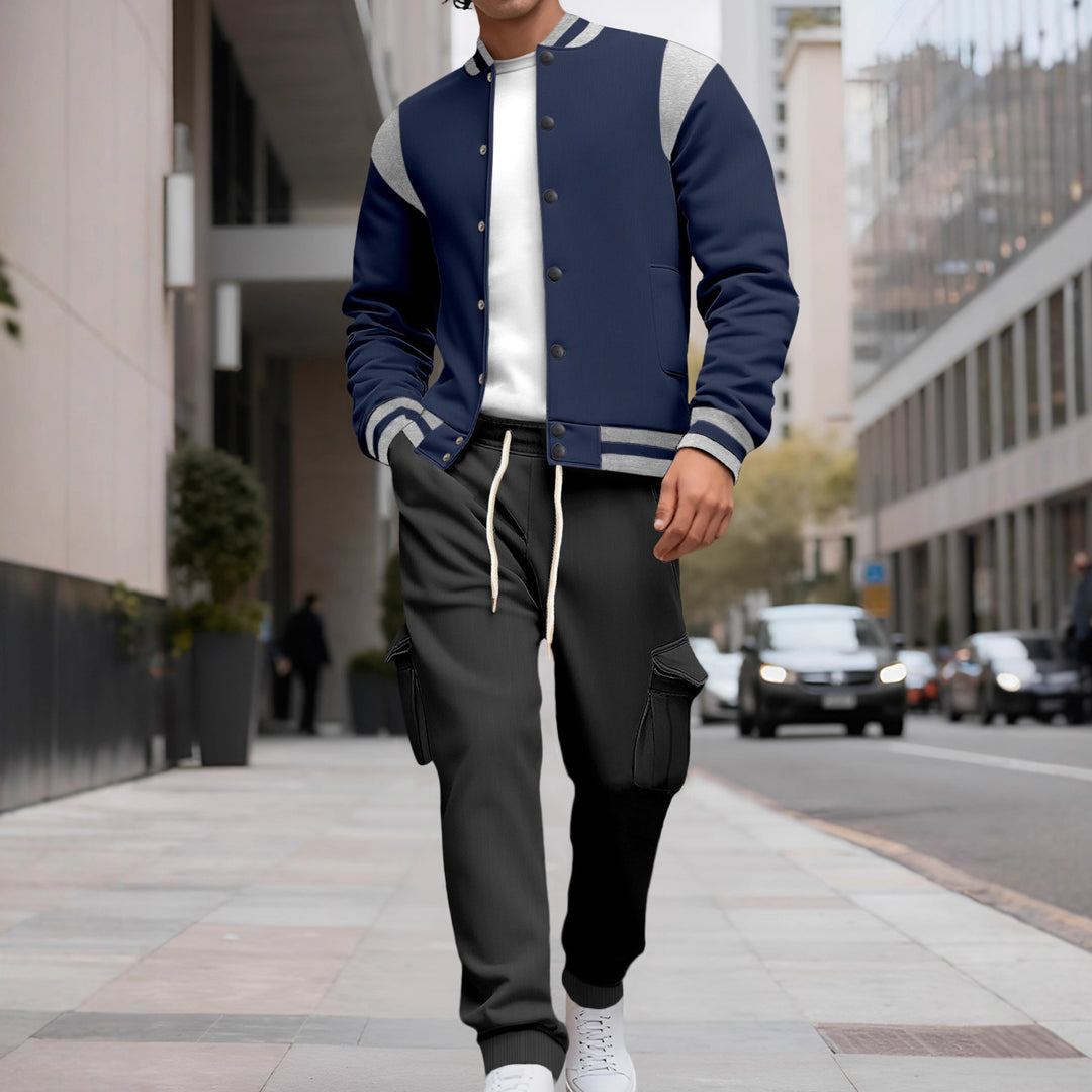 Herren stylische College-Jacke mit asymmetrischem Design Echoarchiv