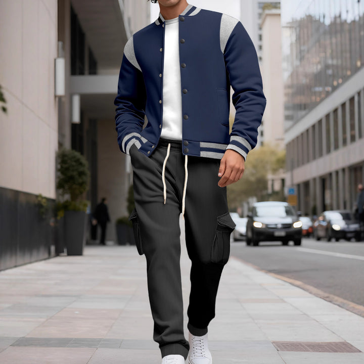 Herren stylische College-Jacke mit asymmetrischem Design Echoarchiv