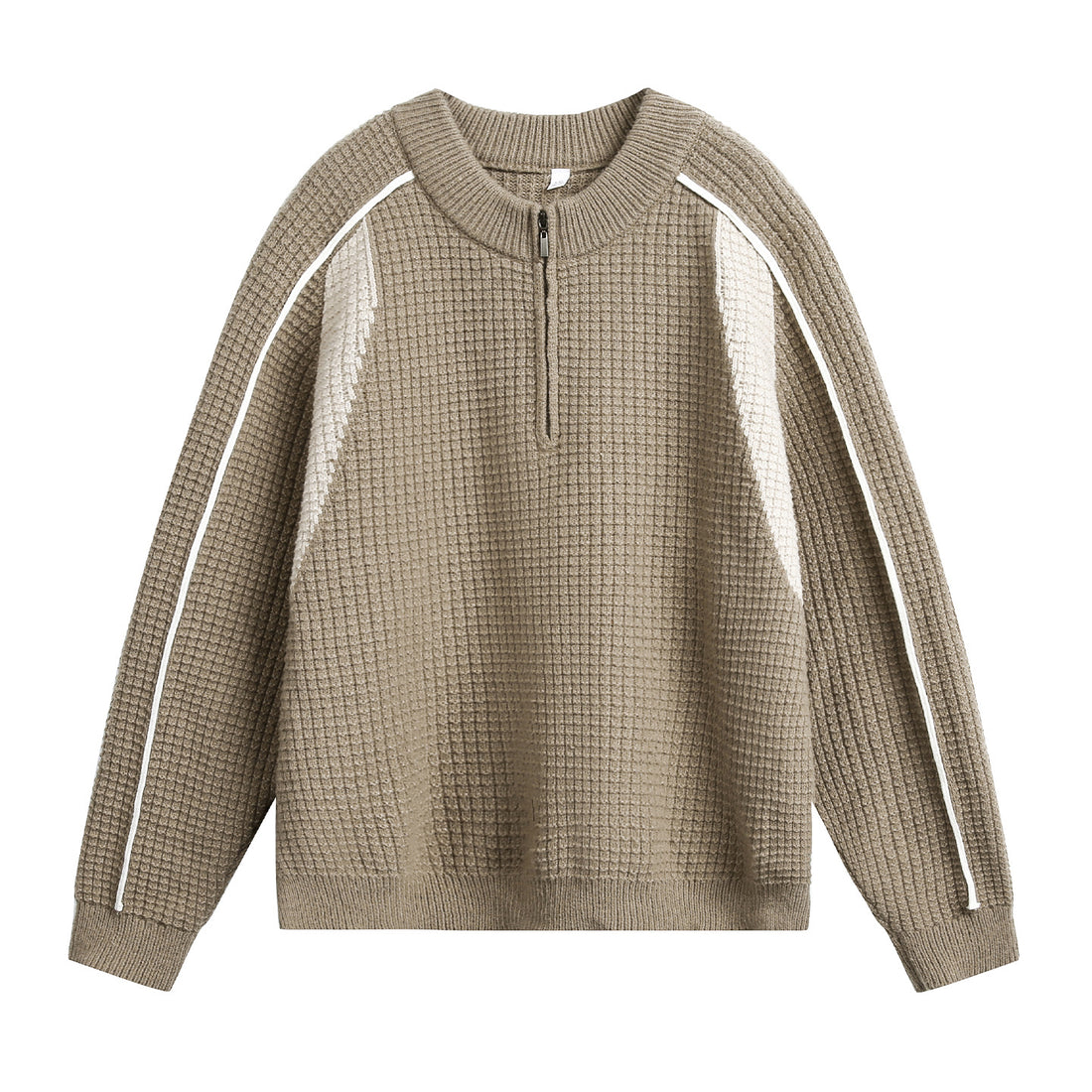 Herren Grobgestrickter Waffel-Strickpullover mit Halbzip und Kontrastpasse Echo Archiv