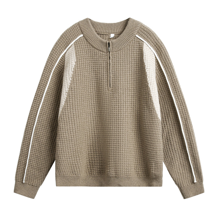 Herren Strukturierter Strickpullover mit halbem Reißverschluss Echo Archiv
