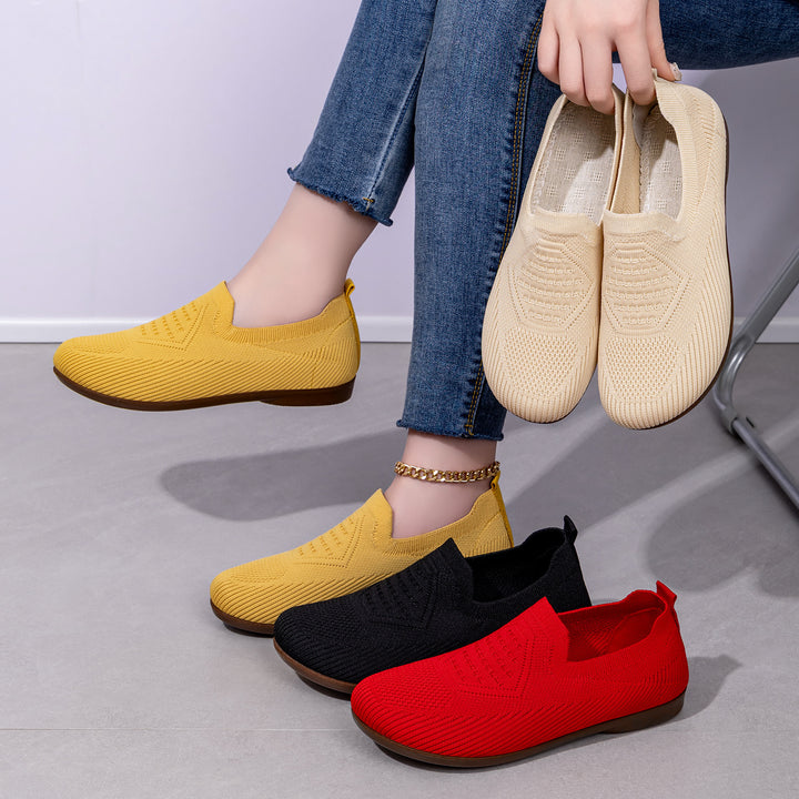 Damen nan gestrickter Komfort-Slip-On Halbschuh mit sockenähnlichem Schaft, gepolstertem Memory-Fußbett und flexibler Leichtlaufsohle Echo Archiv