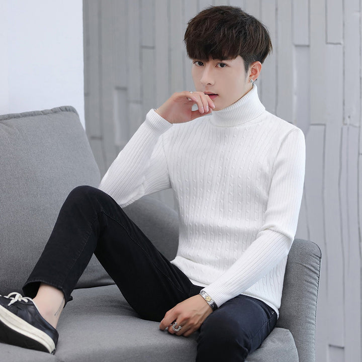 Herren Eleganter Rollkragenpullover mit Rippmuster Echoarchiv
