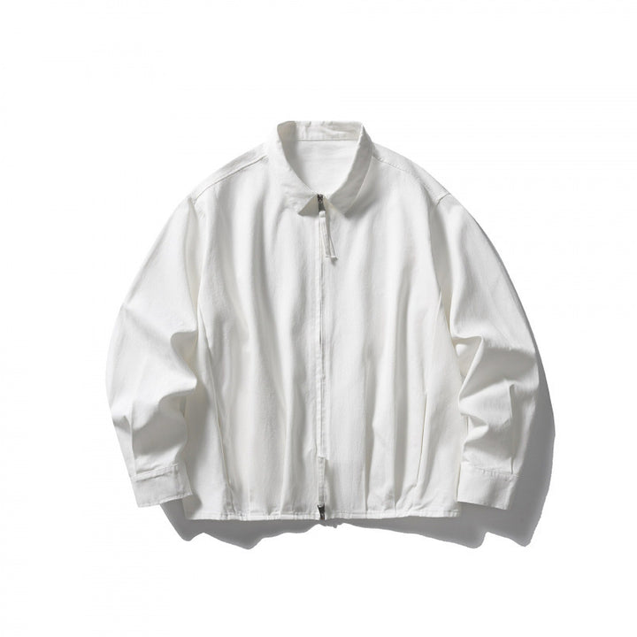 Unisex Boxy-Überjacke mit Hemdkragen, verdecktem Reißverschluss und weichem Fall Echo Archiv