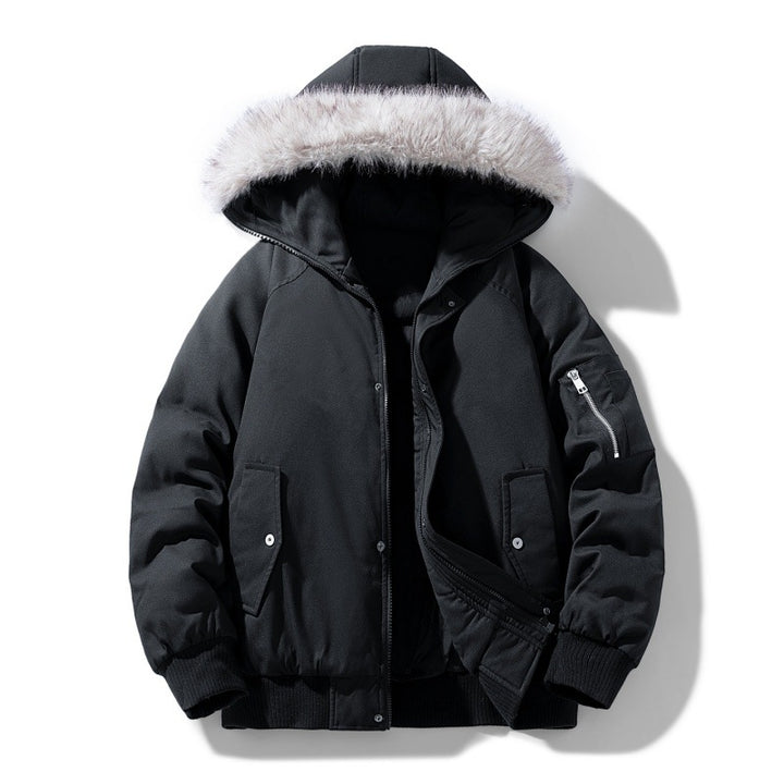 Herren gesteppter Winterparka mit abnehmbarem Kunstfellkapuze und winddichter Polsterung – Marzano