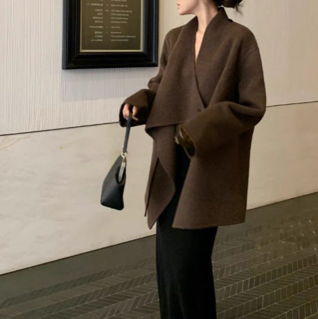 Damen Modischer Oversized-Wollmantel Echoarchiv