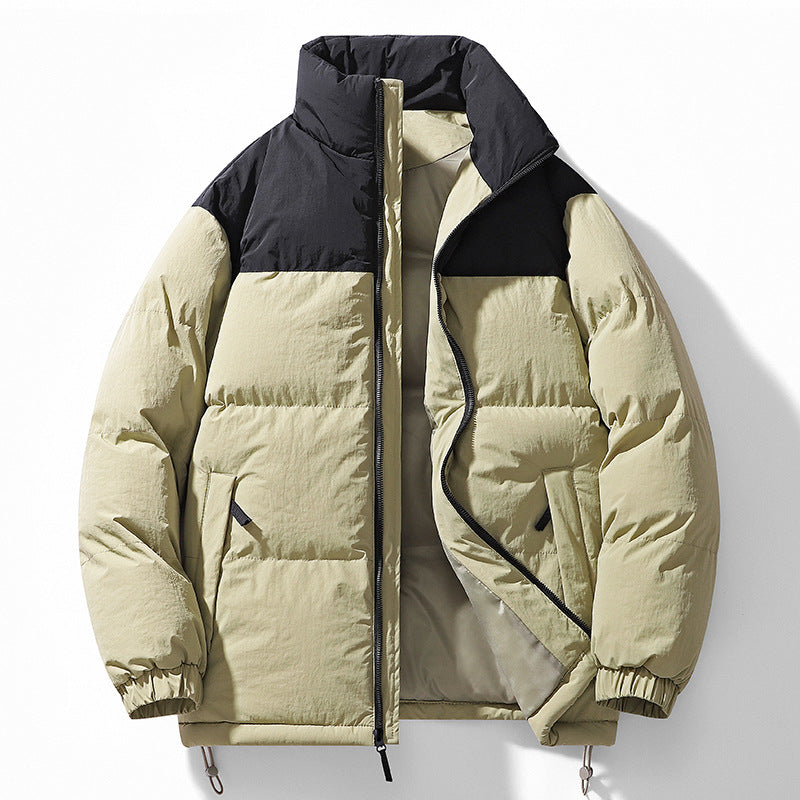 Herren gesteppte Thermojacke mit hohem Stehkragen, zwei-Wege-Reißverschluss und Kordelzugsaum – Marzano