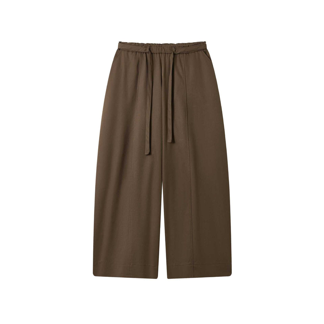 Damen Culotte-Hose mit hoher Taille weitem Bein und Bindegürtel Echoarchiv
