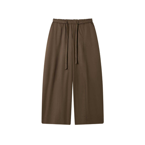 Damen Culotte-Hose mit hoher Taille weitem Bein und Bindegürtel Echoarchiv