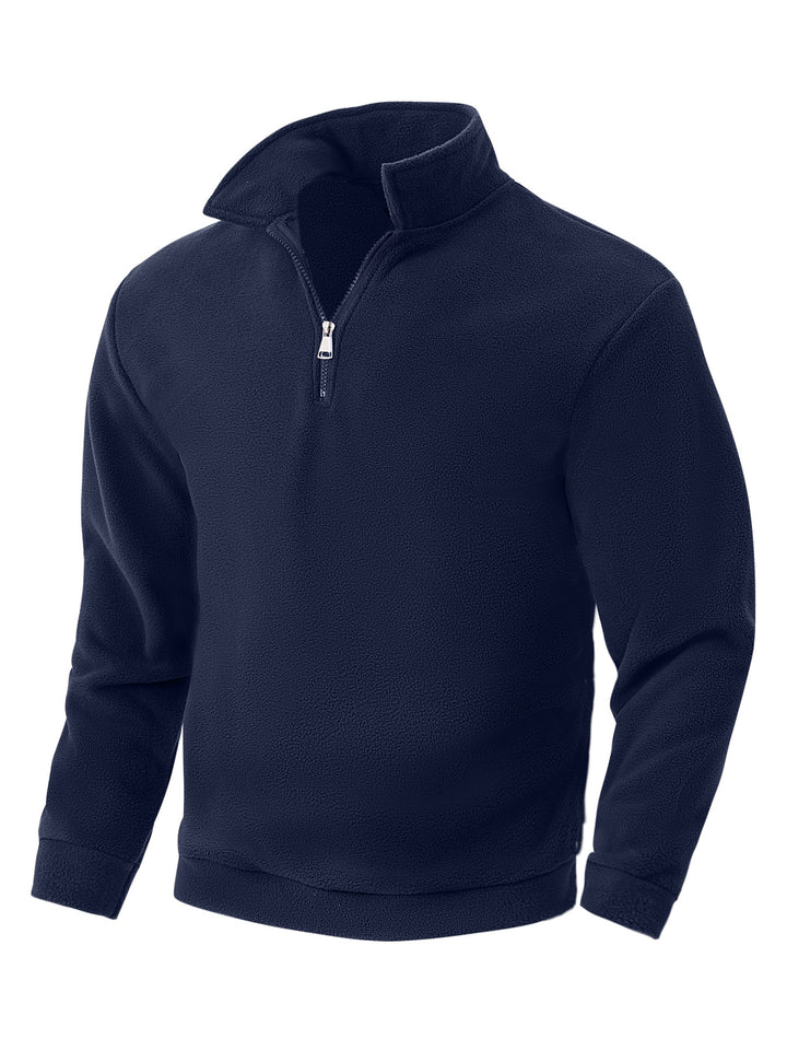 Herren Fleece-Halbzip-Pullover mit Stehkragen, weichem Teddy-Fleece und elastischen Bündchen – Cavarno