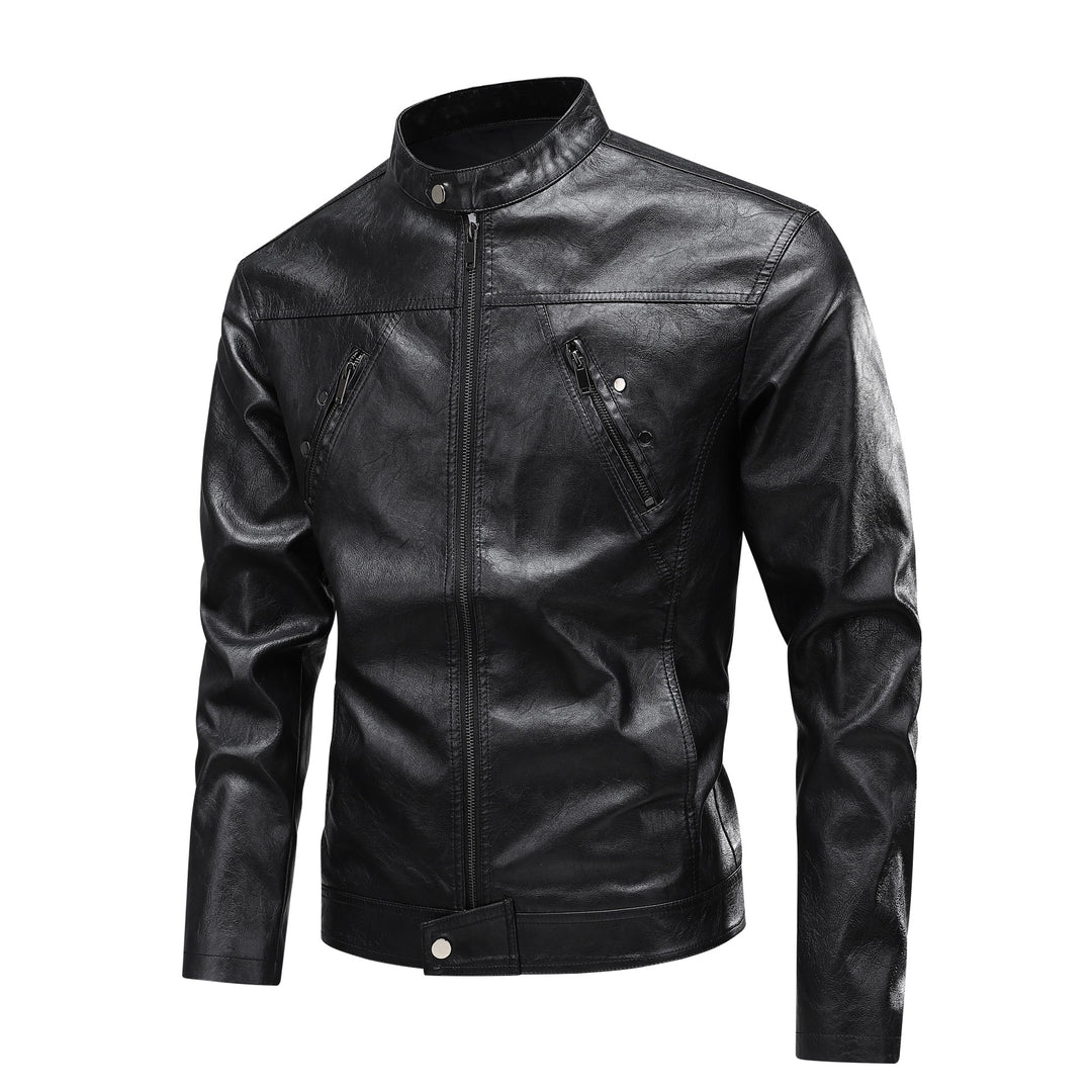 Herren Lederjacke im modernen Minimalismus-Stil mit praktischen Reißverschluss-Taschen Echoarchiv