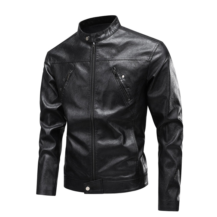Herren Lederjacke im modernen Minimalismus-Stil mit praktischen Reißverschluss-Taschen Echoarchiv
