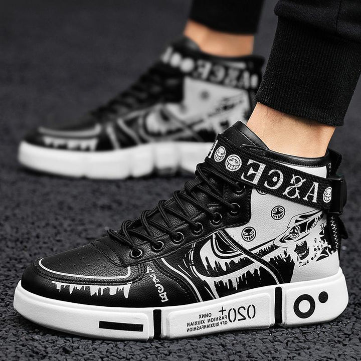 Herren High-Top Grafik-Sneaker mit Klettverschluss und auffälliger Plateausohle Echoarchiv