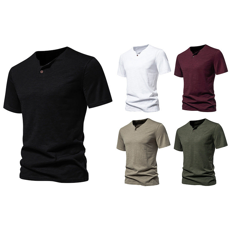 Herren Kurzarm-Henley-Shirt mit modernem Stehkragen und hochwertiger Baumwollqualität Echoarchiv